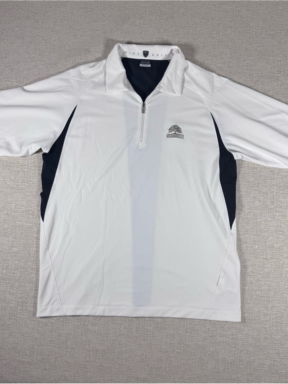 Nike White & Navy Lightweight Quarter-Zip Shirt Jacket Lrg